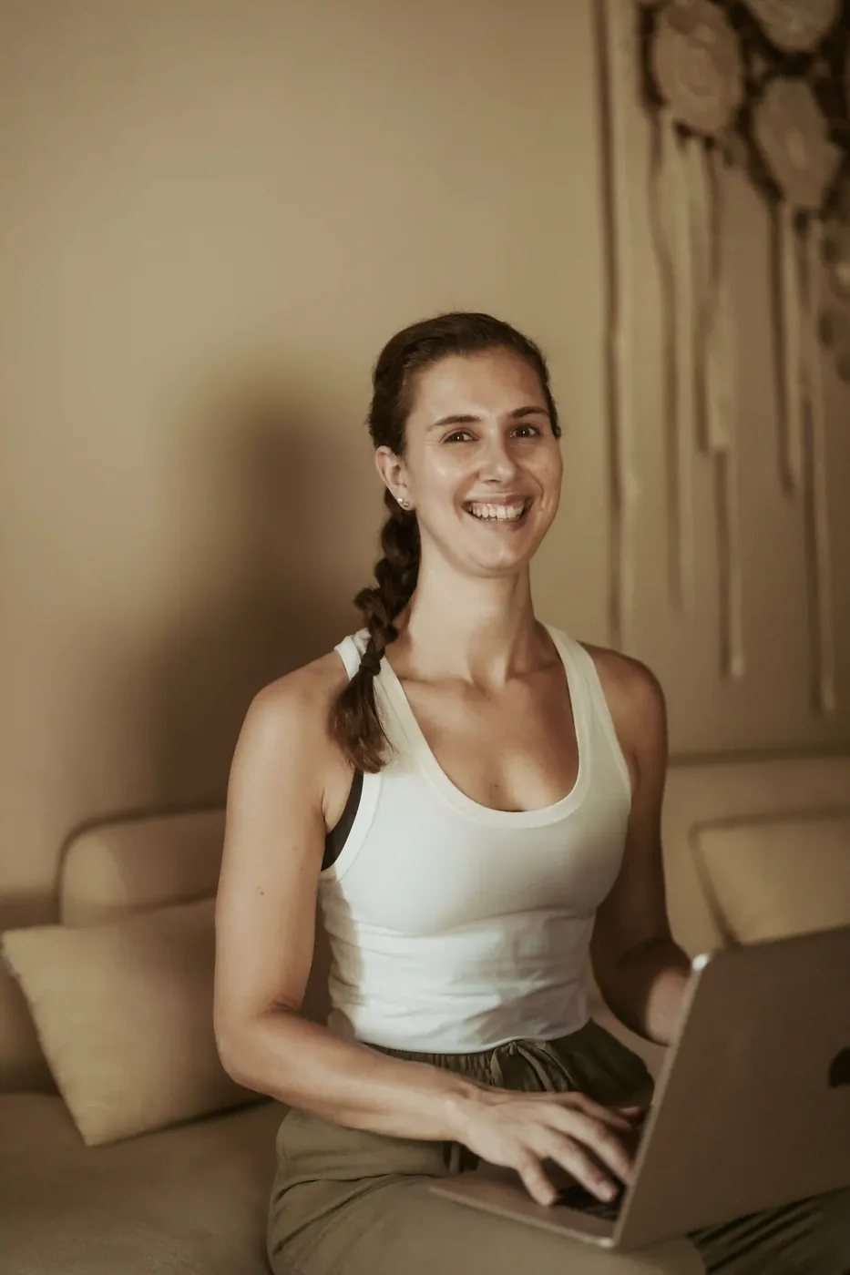 A calm seated mindfulness moment at a desk during the working day