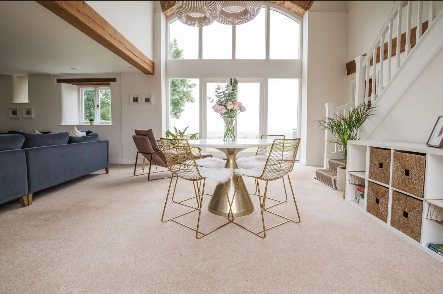 A light-filled lounge inside the Farmhouse Barn
