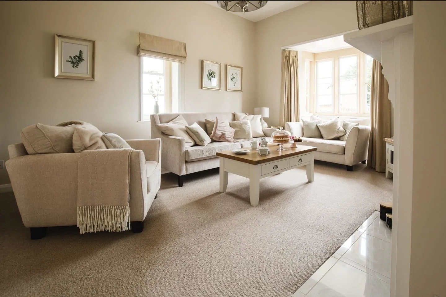 The sitting room inside Lavender Cottage