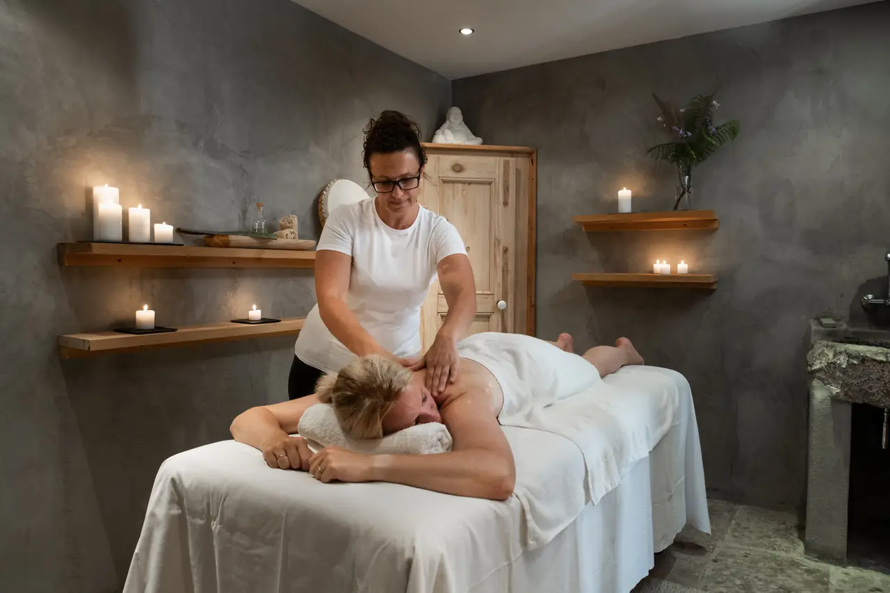 A relaxing massage in the candlelit treatment room